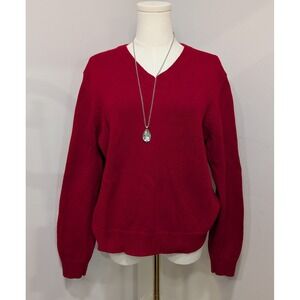 St. John's Bay Classic Red‎ V Neck Long Sleeve Sweater Pullover Large